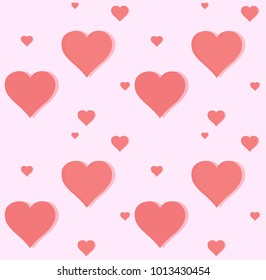 seamless pink hearts pattern on pastel pink background.Valentine's day , flat sign , vector and illustration 