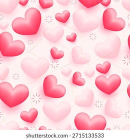 Seamless Pink Hearts Pattern Soft Decorative Background