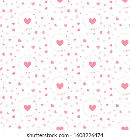 Seamless pink hearts patterns. Love background for Valentine's Day. Vector illustration.