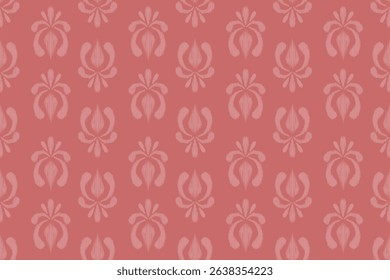 Seamless pink Ikat pattern with soft textile texture. Traditional ethnic design with modern elegance, perfect for fabric, textile printing, fashion design, home decor, and digital backgrounds.