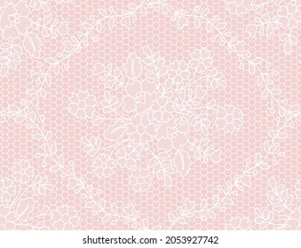 Seamless pink lace background with floral pattern