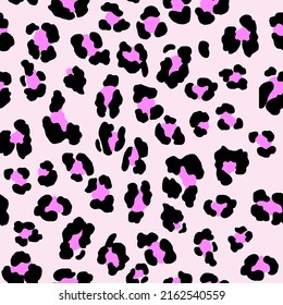 Seamless pink leopard pattern. Fashionable wild leopard print background. Modern animal fabric textile print design. 