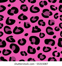 Seamless pink leopard texture pattern. Vector Illustration.