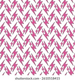 Seamless Pink Lightning Bolt Pattern on White Background