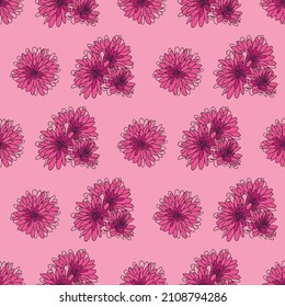 Flor de lirio rosa sin foco sobre fondo rosado. Ilustración vectorial.