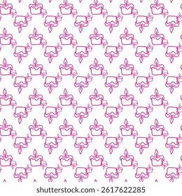 Seamless Pink Line Art Pattern Featuring Birthday Cake Icons