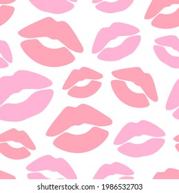 Seamless pink lips silhouettes vector illustration