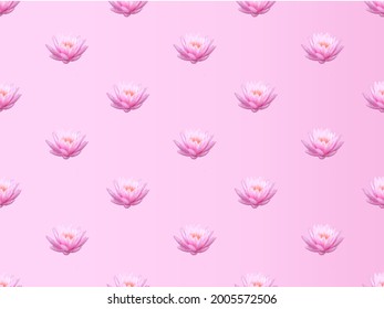 seamless pink lotus pattern Realistic Floral Repeating Background Vector On Pink For Textile And Interior Printing