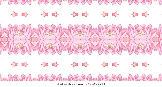Seamless Pink Lotus Pattern with Soft Gradient Background