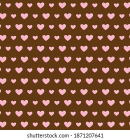 Seamless Pink Love Pattern With Dark Brown Color Background