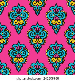 Seamless Pink Luxury damask vector design pattern