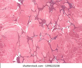 Seamless pink marbling pattern. Traditional Turkish Ebru technique