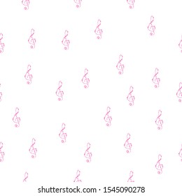 Seamless pink melodies note pattern repeating texture with white background illustration vector design