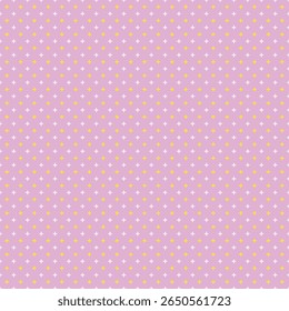 Seamless Pink Pastel Geometric Pattern with Small Crosses and Stars - Cute Minimal Background