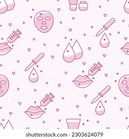 seamless pink pattern aesthetic medicine cosmetologist in illustration