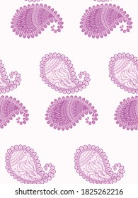 Patrón rosa sin foco de hermosos pepinos paisley turco, indio, persa