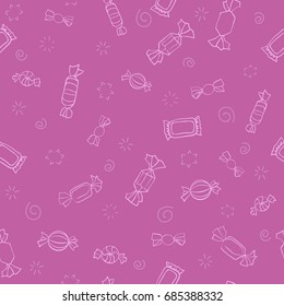 Seamless pink pattern of candies and sweets.