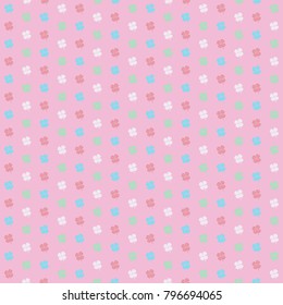 Seamless pink pattern with colorful clover leaves  - Eps10 vector graphics and illustration