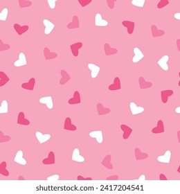 Patrón rosado impecable con corazones. Patrón de San Valentín.Papel envuelto, impresión, boda.Sencilla textura sin fisuras.Ilustración vectorial.