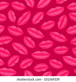 Seamless Pink Pattern With Woman Lips. Vector illustration