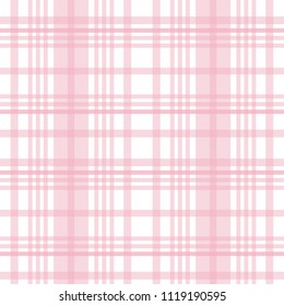 Seamless Pink Plaid Check Tartan Pattern, Vector Illustration Background