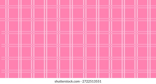 Seamless pink plaid pattern background with white lines for textile fabric design, cute wallpaper, feminine gift wrapping paper, and school girl skirt fashion template