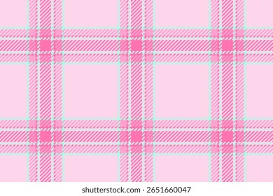 Seamless pink plaid pattern. Classic tartan print for textile design, wrapping paper, backgrounds. Feminine, youthful, bright, and cheerful design.