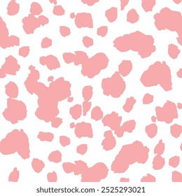 Seamless Pink polka dot pattern. Playful and versatile vector Background of scattering of hand drawn Abstract Spots in variety of soft color. Template For Textile, Wallpaper, Fabric, Wrapping Paper