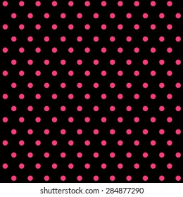Seamless pink polka dots on black background