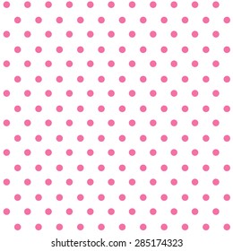 Seamless pink polka dots on white background.