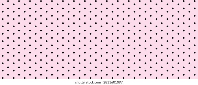 Seamless pink polkadot pattern with black dots.