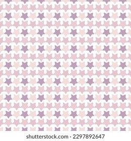 Seamless pink, purple stars on a white background. Cute seamless patterned design.