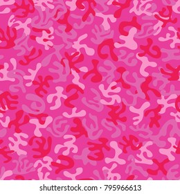 Seamless pink and red colored military camouflage pattern - Eps10 vector graphics and illustration