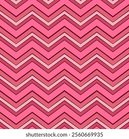 A seamless pink and red geometric zigzag pattern in a vintage and retro style. Valentine's day and love concept.