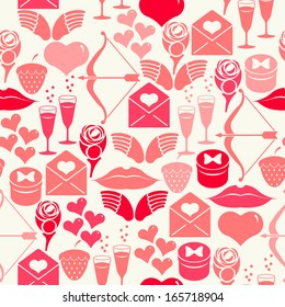 Seamless pink retro Valentine's pattern