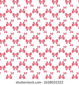 Seamless Pink Ribbon Bows With Bright Background Pattern
