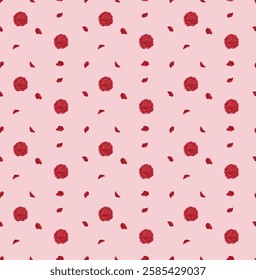 Seamless Pink Rose Pattern EPS Vector