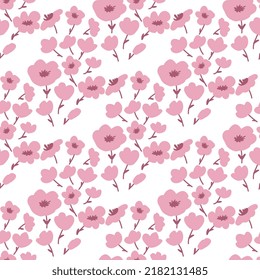 Patrón vectorial de flores sakura rosa sin foco