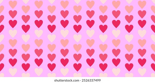 Patrón de corazón de tonos rosados sin costuras sobre un fondo púrpura claro para fines de fiesta, papel de regalo o cualquier trabajo gráfico creativo
