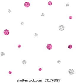 SEAMLESS PINK AND SILVER DOT GLITTER PATTERN ON WHITE BACKGROUND