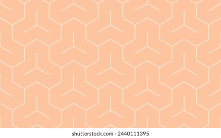 Seamless pink slim tridents outline geometric pattern vector