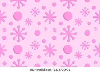 Seamless Pink Snowflakes pattern Background for Christmas and New year. Vector Illustration. Backdrop. Wallpaper. Celebration