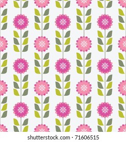 Seamless pink spring or summer flowers pattern. Floral background.