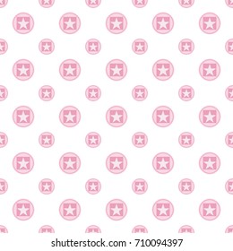 Seamless Pink star inside circle pattern. Vector background.