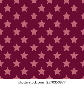 Seamless with pink star on red background.