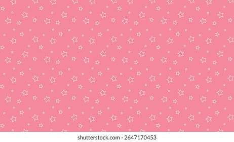Seamless pink star outline pattern background. Ideal for kids design, nursery wallpaper, cute wrapping paper, baby products, pastel fabric prints, and adorable celestial vector decorations.