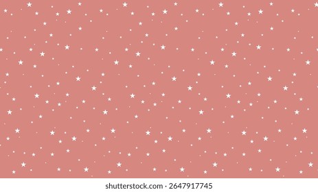 Seamless pink star pattern background with white stars. Cute celestial sky vector design, perfect for nursery, kids room, fabric, wrapping paper, or digital wallpaper projects.