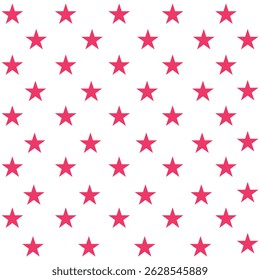 Seamless pink stars pattern white background. 