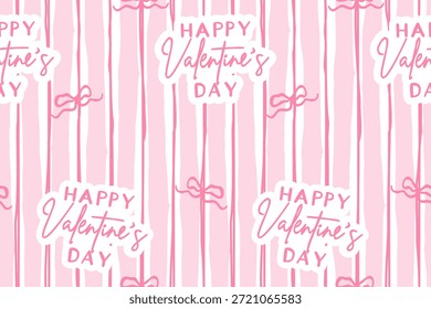 Um padrão de Valentine listrado rosa sem costura com elementos decorativos do rótulo, projetado para fundos românticos, tecido, embalagem e artigos de papelaria.