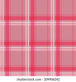 Seamless pink tartan pattern fabric.  Vector illustration.